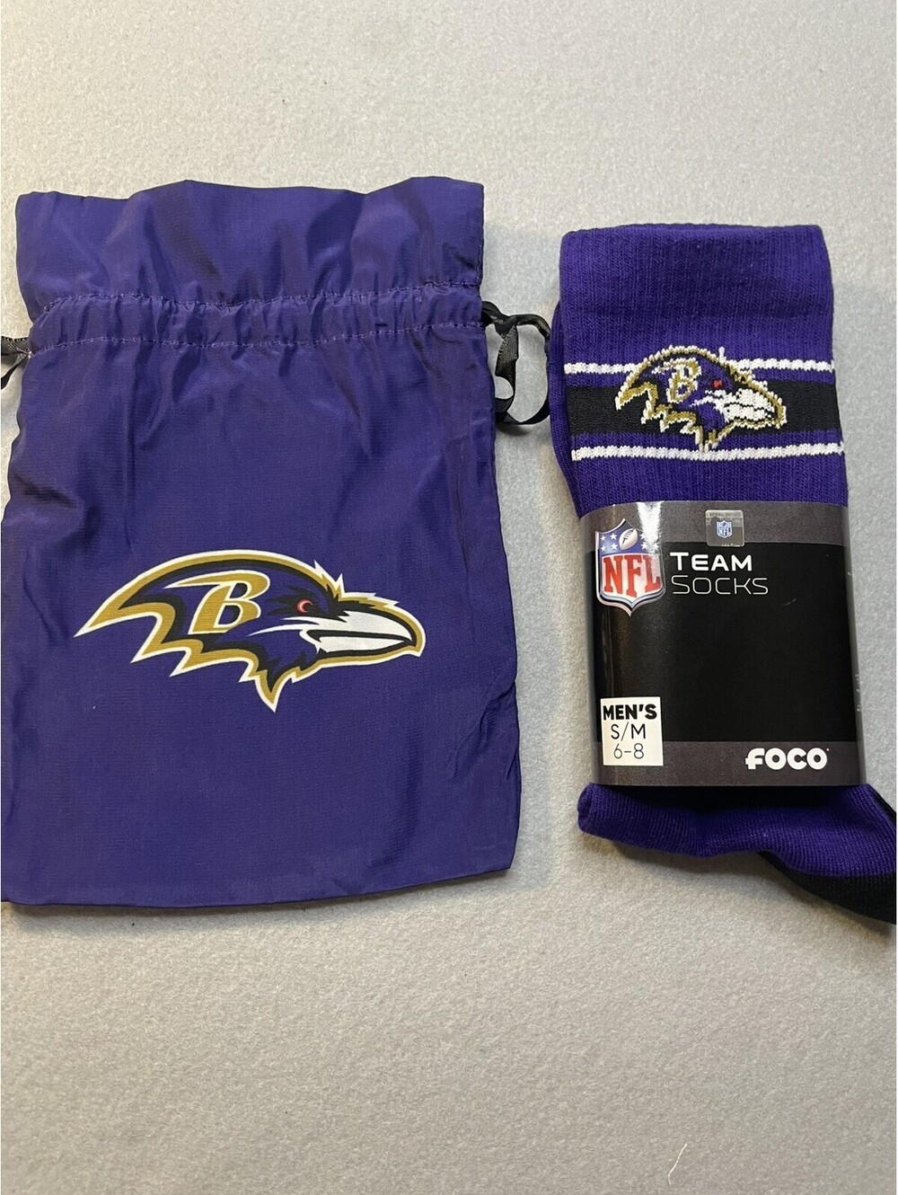 Official Logo Baltimore Ravens Unisex Sock Mens S/M 6-8 With Gift Bag